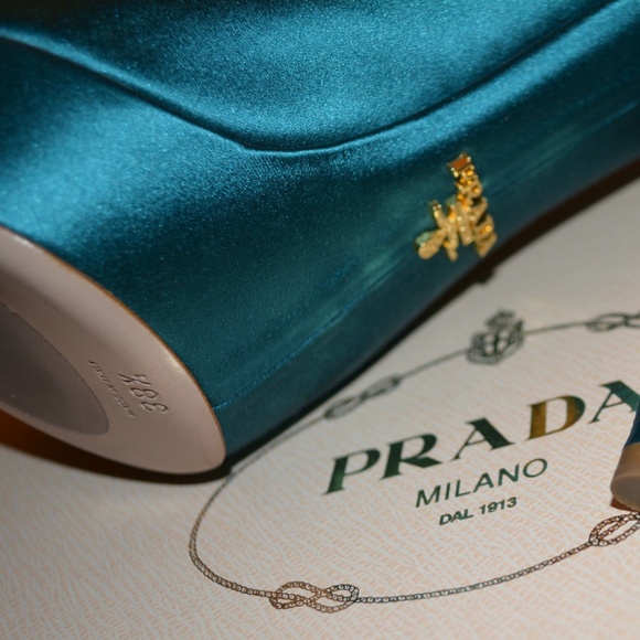 New Authentic Prada Satin Platform Bow Peep Toe Shoes - Picture 9 of 9